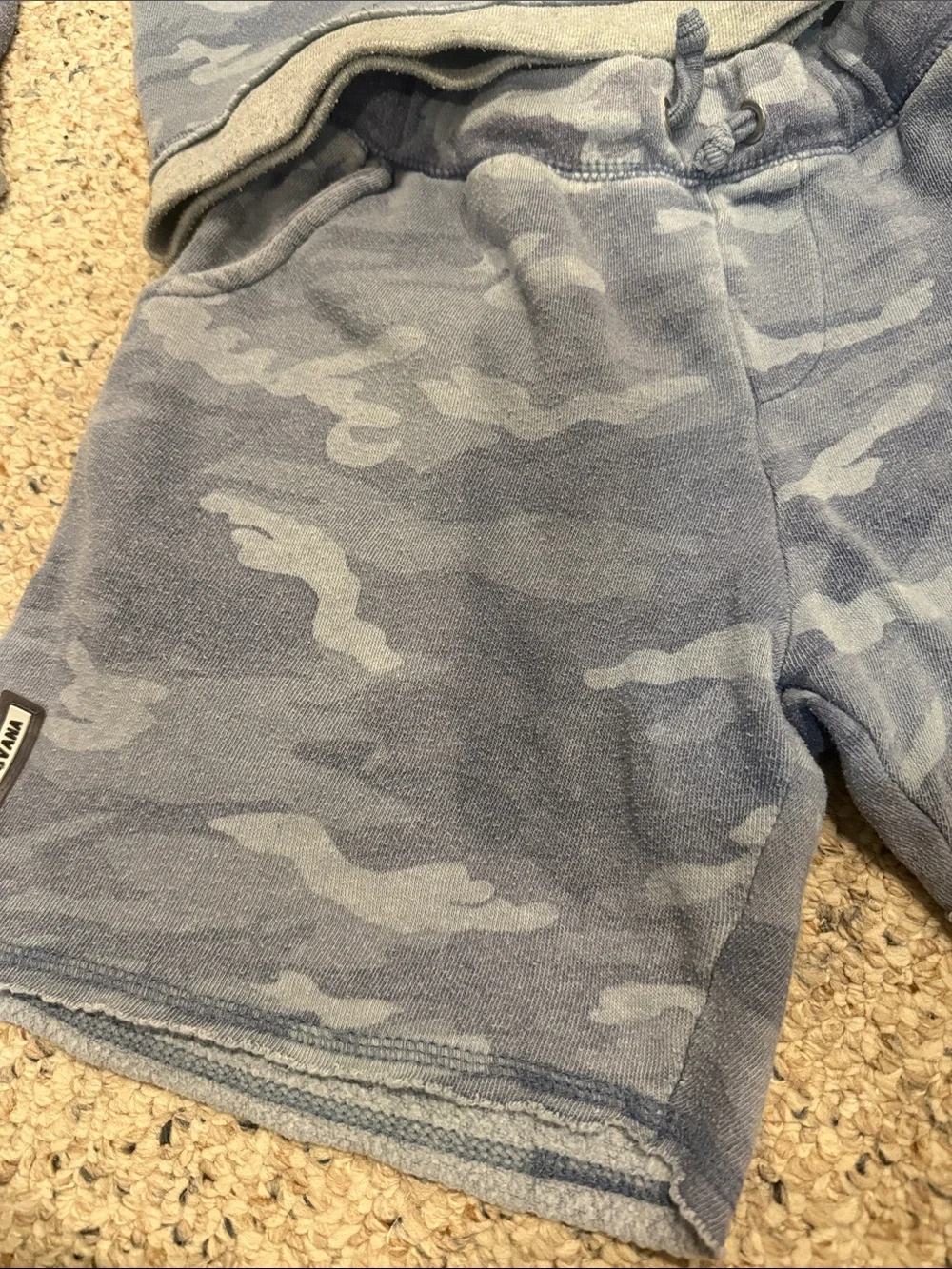Vintage Havana Kids Hooded Pajama Set in Grey Blue Camo